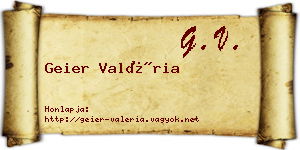 Geier Valéria névjegykártya