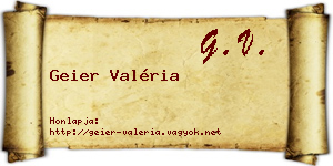 Geier Valéria névjegykártya